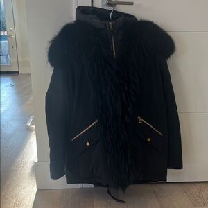 Black Fur-Trimmed Women's Jacket